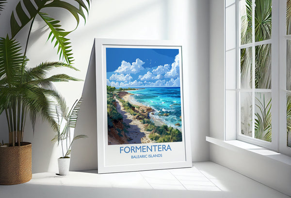 Formentera Travel Print, Travel Poster of Formentera, Balearic Islands Art Lovers Gift, Formentera Wall Art