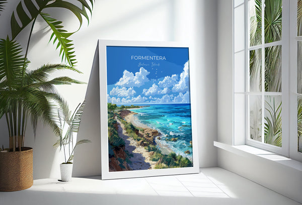 Formentera Travel Poster, Travel Print of Formentera, Balearic Islands Art Lovers Gift, Formentera Wall Art