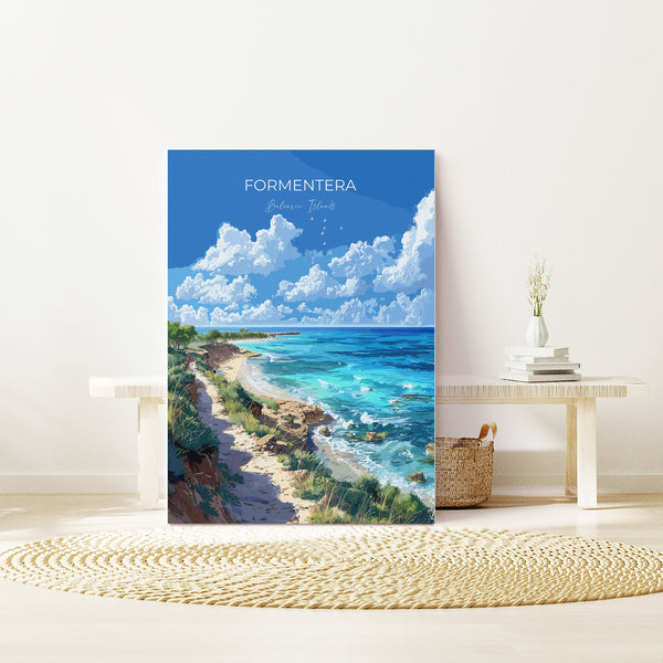 Formentera Travel Poster, Travel Print of Formentera, Balearic Islands Art Lovers Gift, Formentera Wall Art