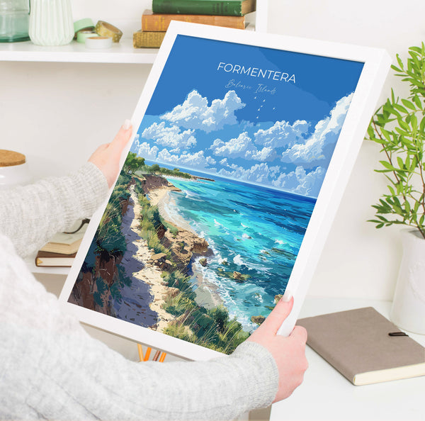 Formentera Travel Poster, Travel Print of Formentera, Balearic Islands Art Lovers Gift, Formentera Wall Art