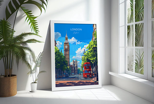 London Travel Poster Wall Art, Travel Print of London, London Art Lovers Gift, Big Ben Art Gift