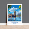 London Travel Print Wall Art, Travel Poster of London, London Art Lovers Gift, Big Ben Art Gift