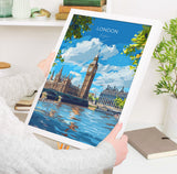 London Travel Poster Wall Art, Travel Print of London, London Art Lovers Gift, Big Ben Art Gift NQ Media Designs
