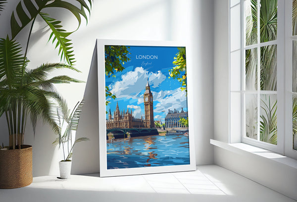 London Travel Poster Wall Art, Travel Print of London, London Art Lovers Gift, Big Ben Art Gift