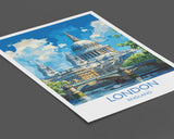 London Travel Print Wall Art, Travel Poster of London, London Art Lovers Gift, St Pauls Cathedral Art Gift NQ Media Designs