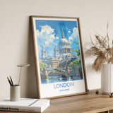 London Travel Print Wall Art, Travel Poster of London, London Art Lovers Gift, St Pauls Cathedral Art Gift NQ Media Designs