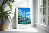 London Travel Print Wall Art, Travel Poster of London, London Art Lovers Gift, The Shard Art Gift NQ Media Designs