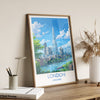 London Travel Print Wall Art, Travel Poster of London, London Art Lovers Gift, The Shard Art Gift
