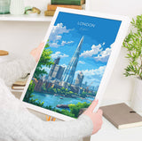 London Travel Poster Wall Art, Travel Print of London, London Art Lovers Gift, The Shard Art Gift NQ Media Designs
