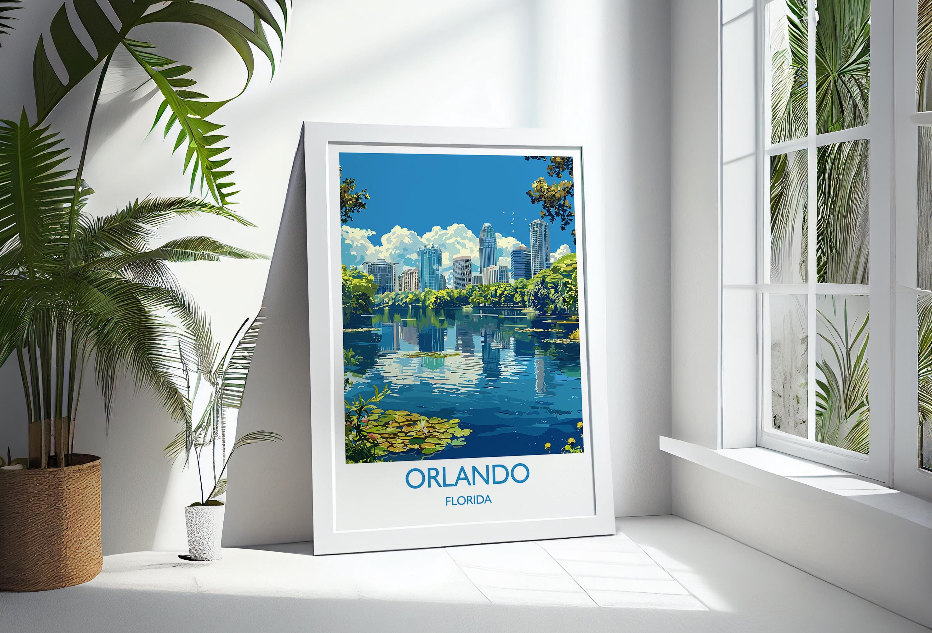 Orlando Travel Print, Travel Poster of Orlando, Orlando Art lovers Gift,Florida Art Gift,USA Wall Art Print NQ Media Designs