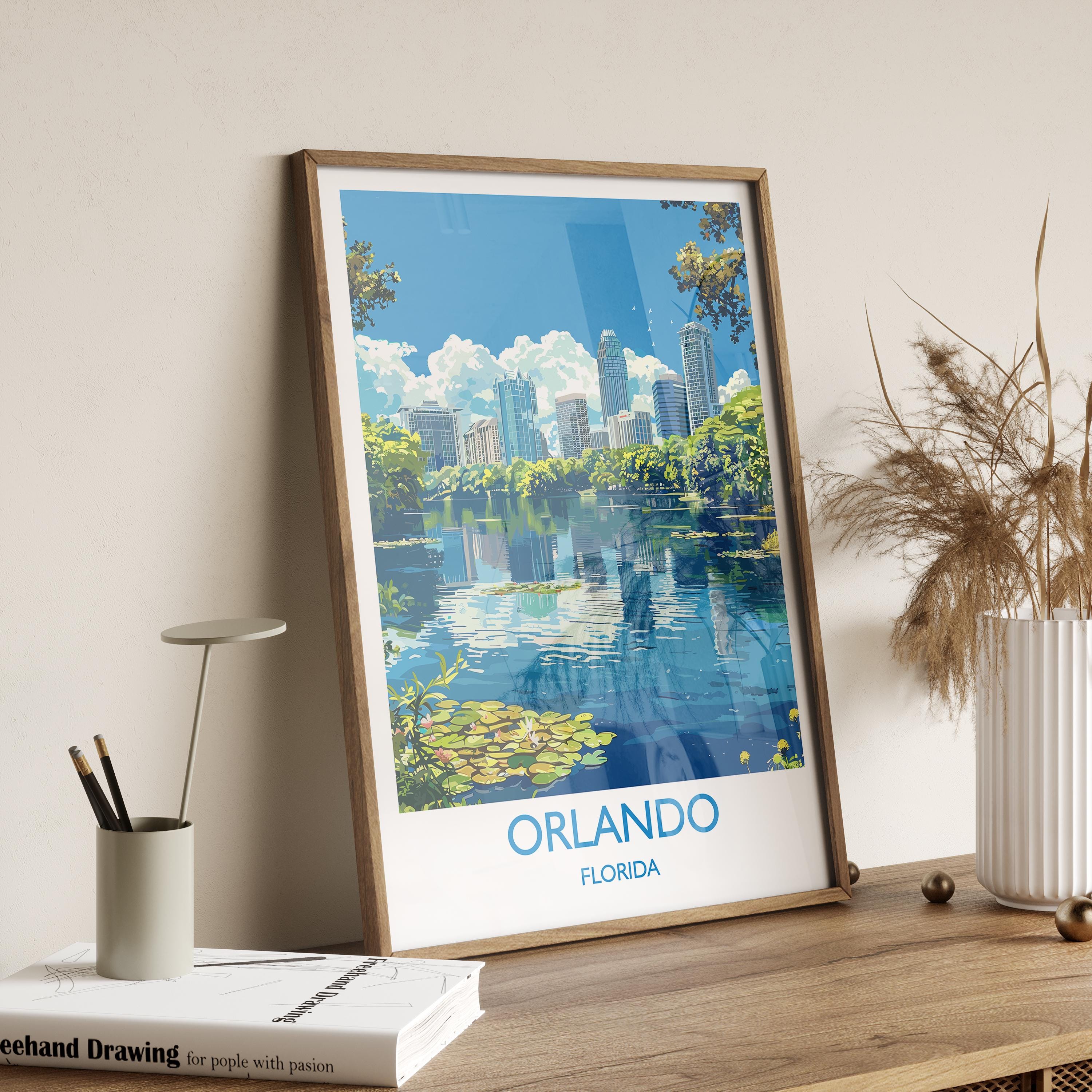 Orlando Travel Print, Travel Poster of Orlando, Orlando Art lovers Gift,Florida Art Gift,USA Wall Art Print NQ Media Designs