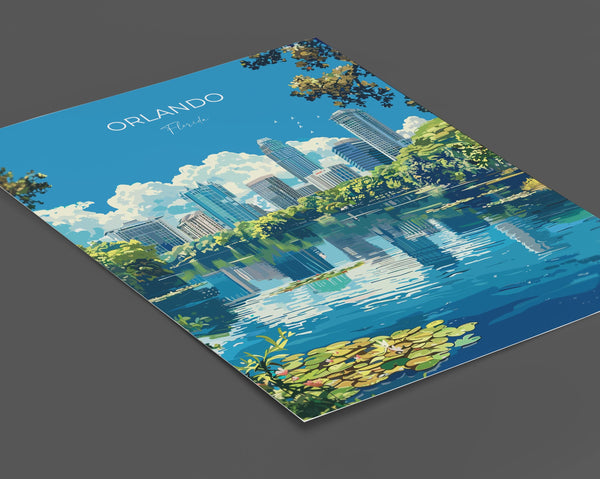Orlando Travel Poster, Travel Print of Orlando, Orlando Art lovers Gift,Florida Art Gift,USA Wall Art Print