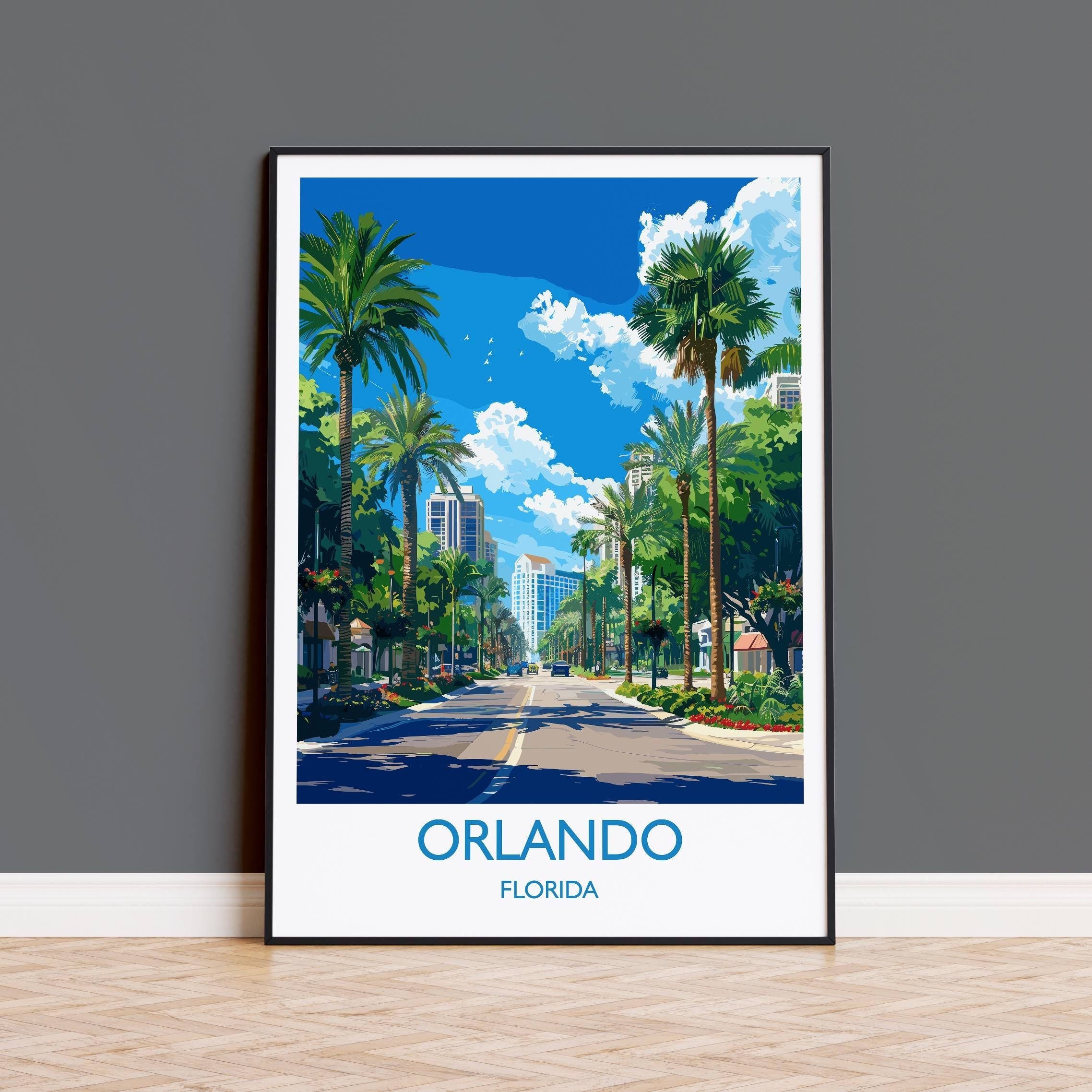 Orlando Travel Print, Travel Poster of Orlando, Orlando Art lovers Gift,Florida Art Gift,USA Wall Art Print NQ Media Designs