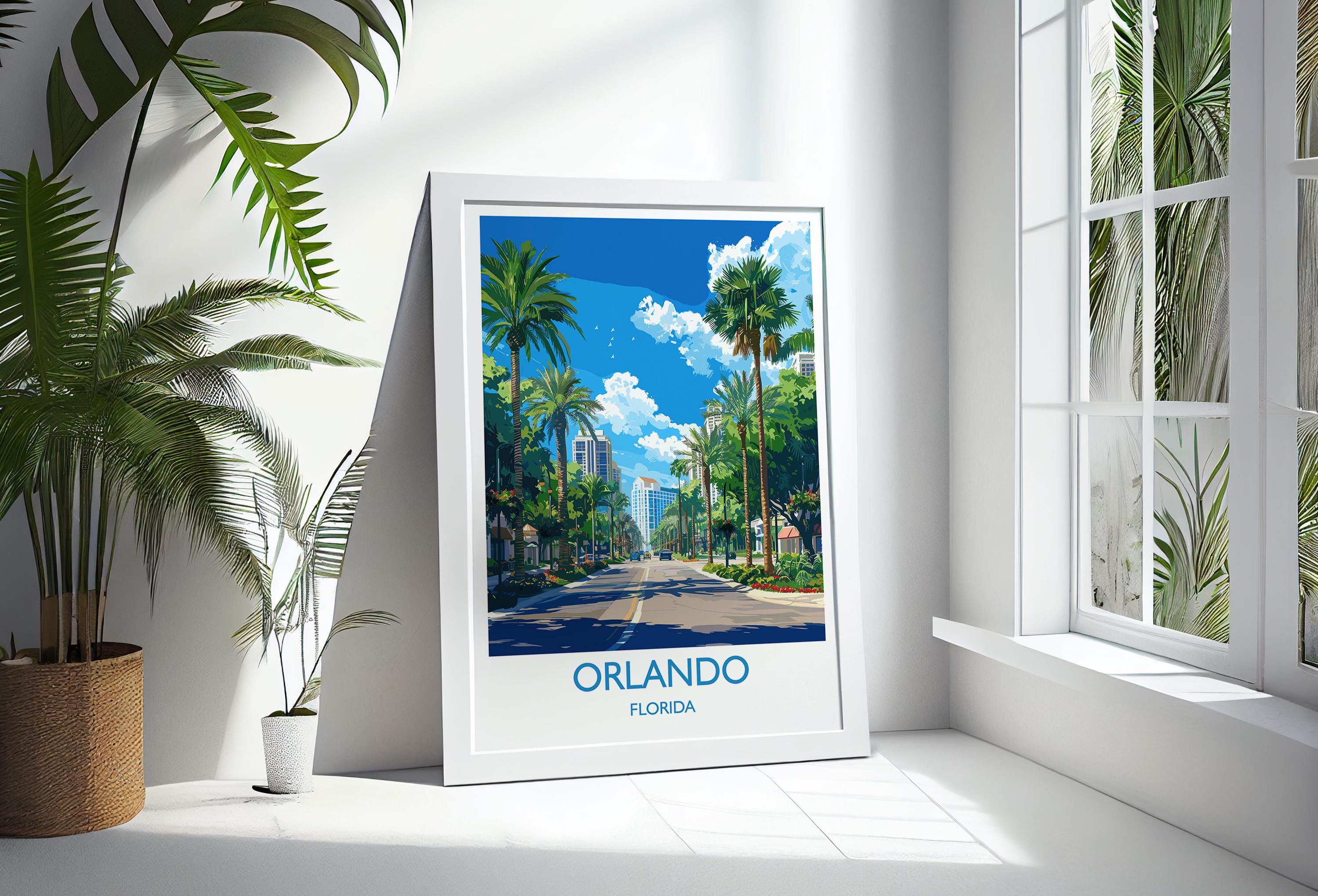 Orlando Travel Print, Travel Poster of Orlando, Orlando Art lovers Gift,Florida Art Gift,USA Wall Art Print NQ Media Designs
