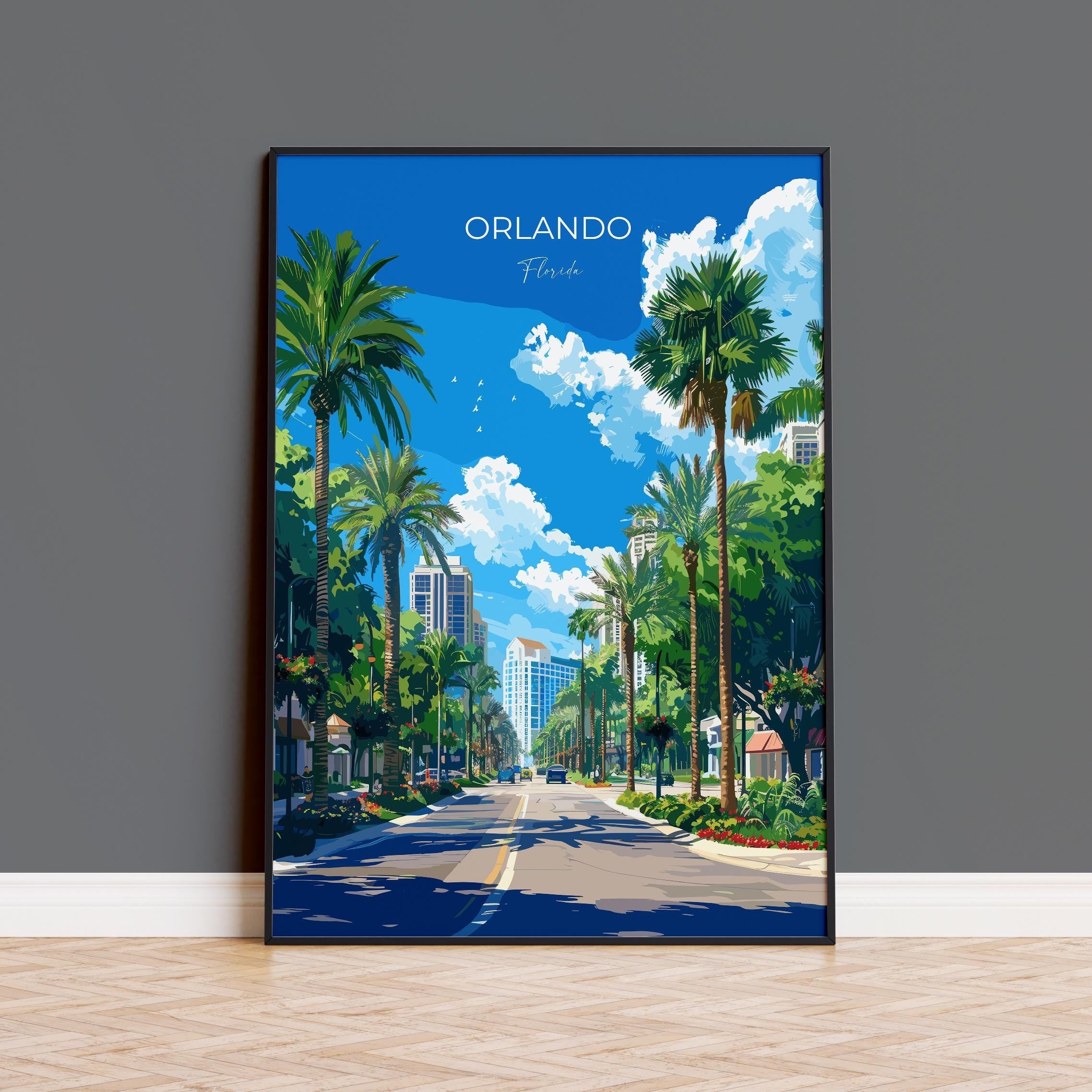 Orlando Travel Poster, Travel Print of Orlando, Orlando Art lovers Gift,Florida Art Gift,USA Wall Art Print NQ Media Designs