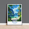 Phi Phi Travel Print, Travel Poster of Phi Phi, Thailand, Phi Phi Islands Art Lovers Gift, Wall Art Print NQ Media Designs