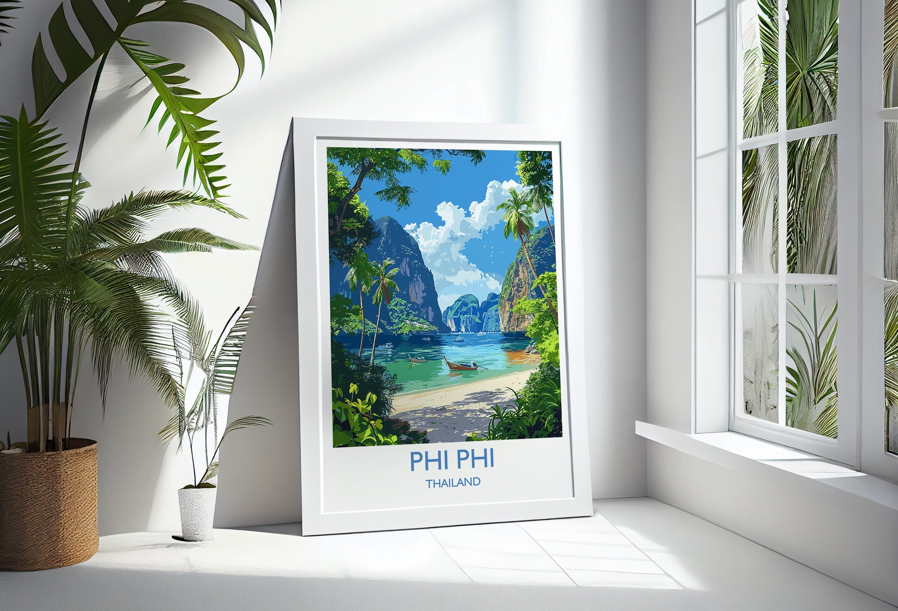 Phi Phi Travel Print, Travel Poster of Phi Phi, Thailand, Phi Phi Islands Art Lovers Gift, Wall Art Print NQ Media Designs