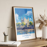 London Travel Print Wall Art, Travel Poster of London, London Art Lovers Gift, Tower of London Art Gift NQ Media Designs