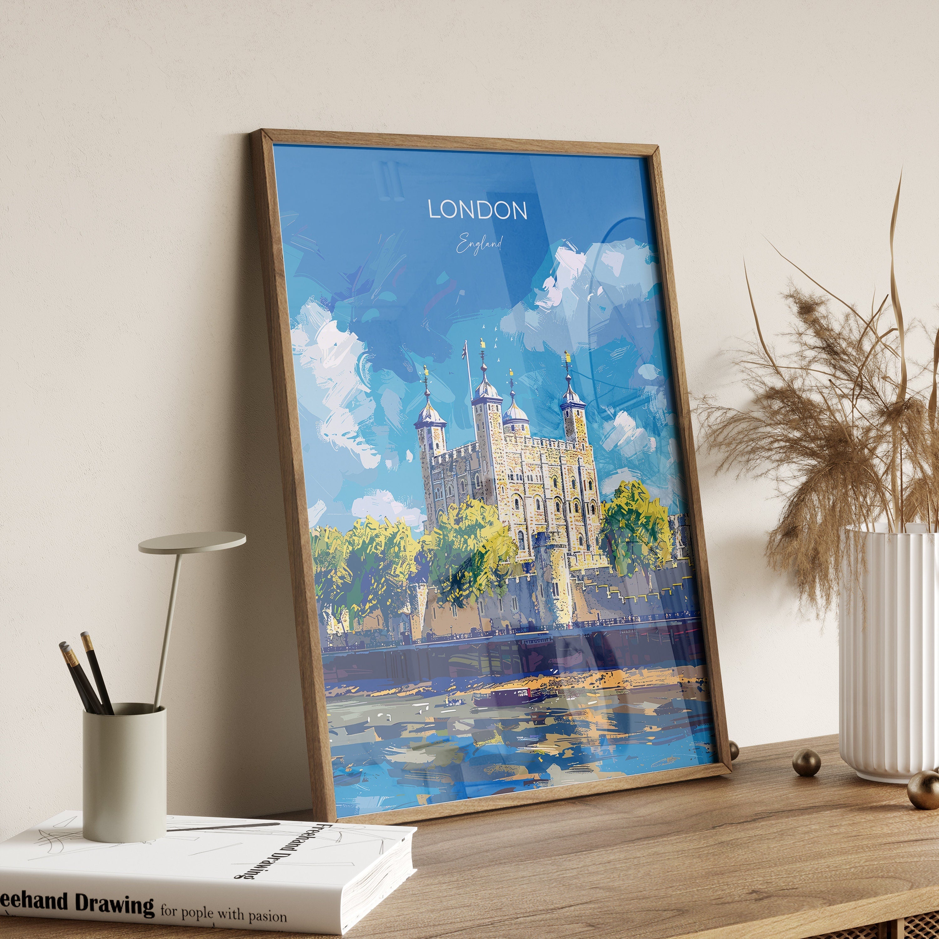 London Travel Poster Wall Art, Travel Print of London, London Art Lovers Gift, Tower of London Art Gift NQ Media Designs