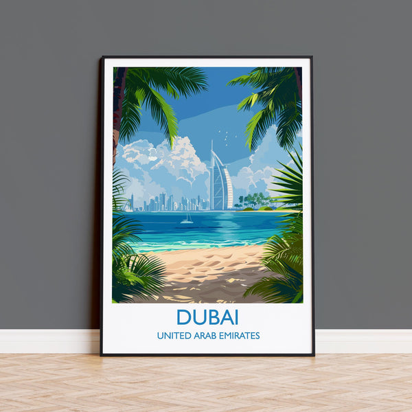Dubai Travel Print, Travel Poster of Dubai, Dubai Art lovers Gift, UAE Wall Art Gift