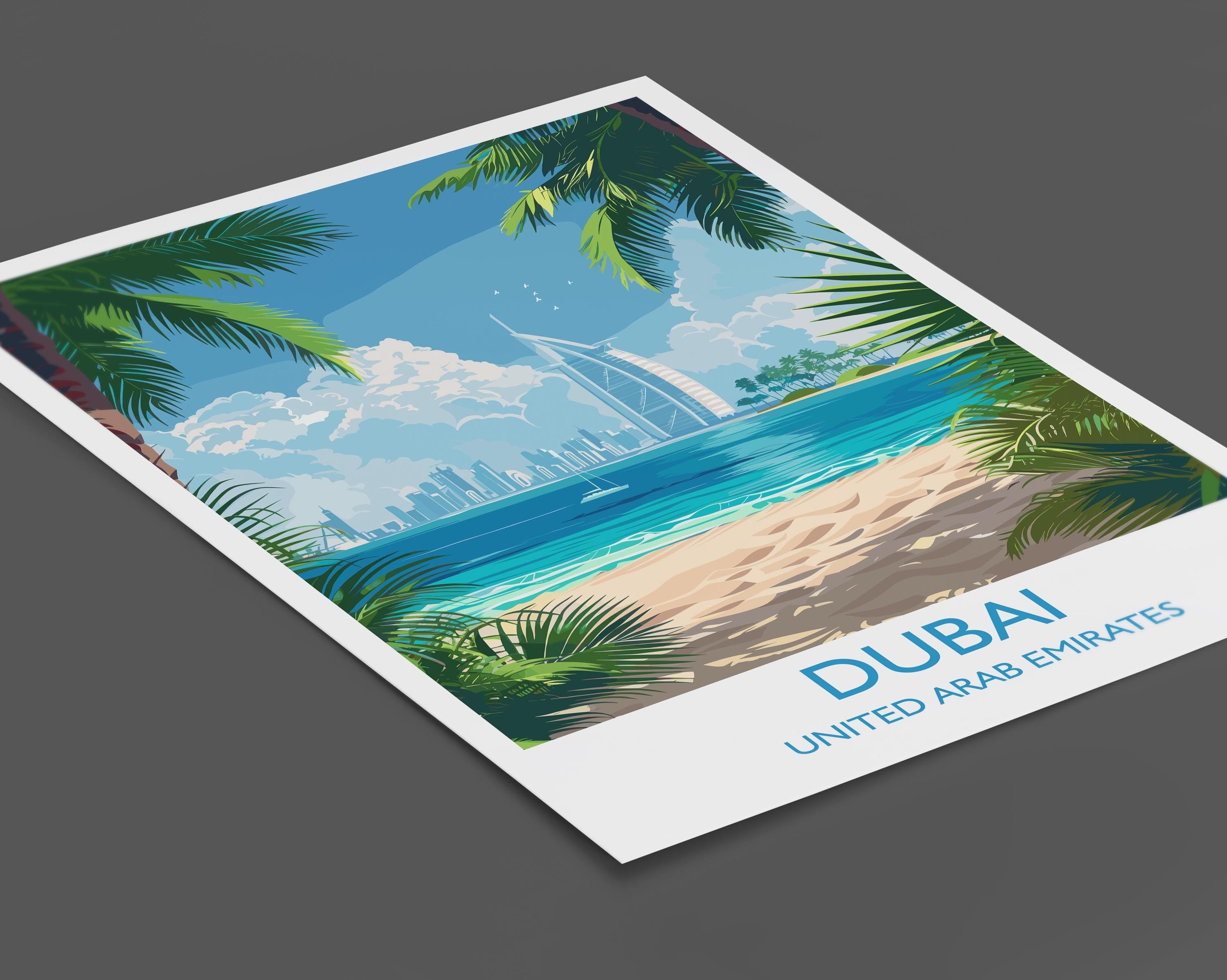 Dubai Travel Print, Travel Poster of Dubai, Dubai Art lovers Gift, UAE Wall Art Gift NQ Media Designs