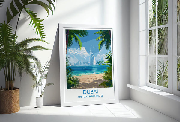 Dubai Travel Print, Travel Poster of Dubai, Dubai Art lovers Gift, UAE Wall Art Gift