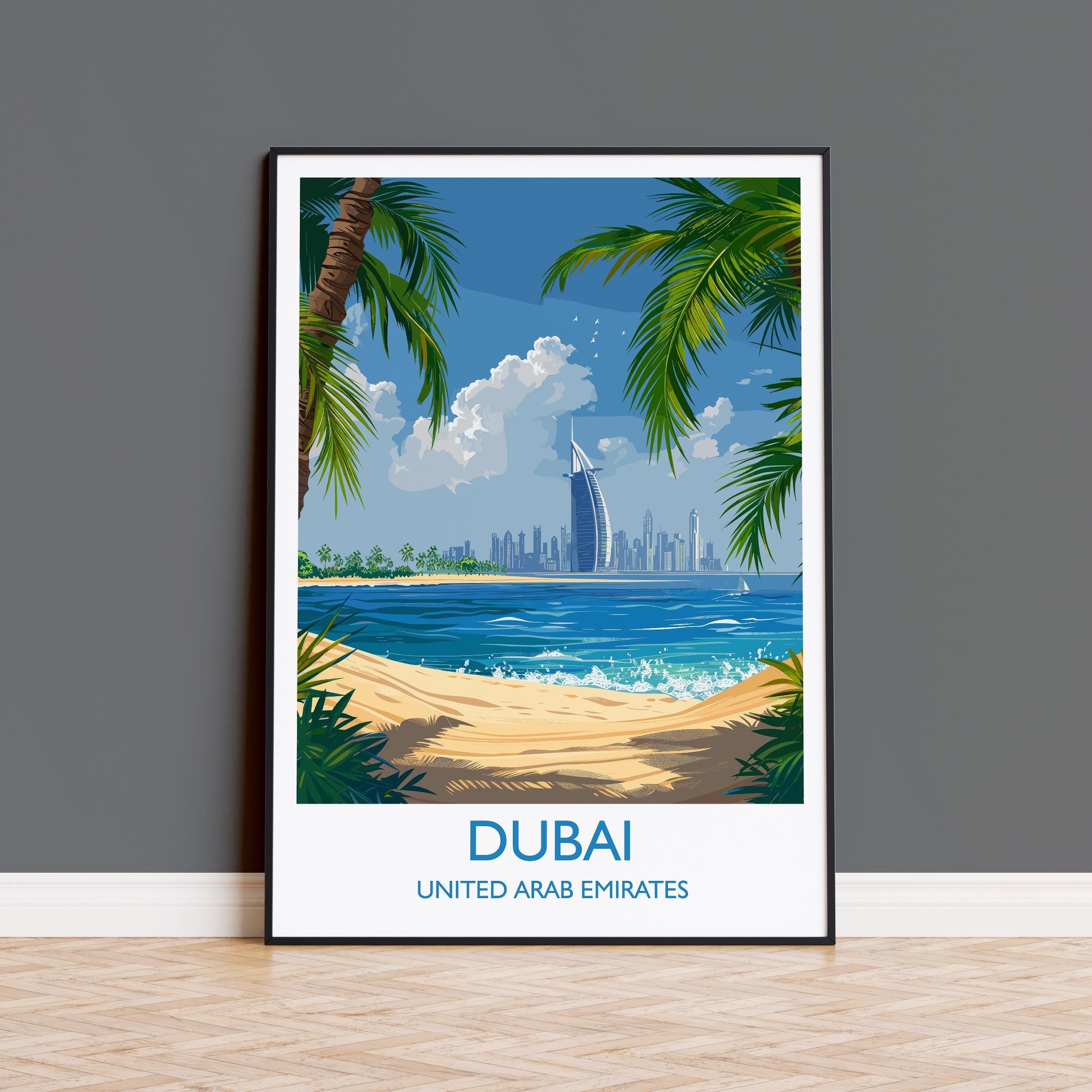 Dubai Travel Print, Travel Poster of Dubai, Dubai Art lovers Gift, UAE Wall Art Gift NQ Media Designs