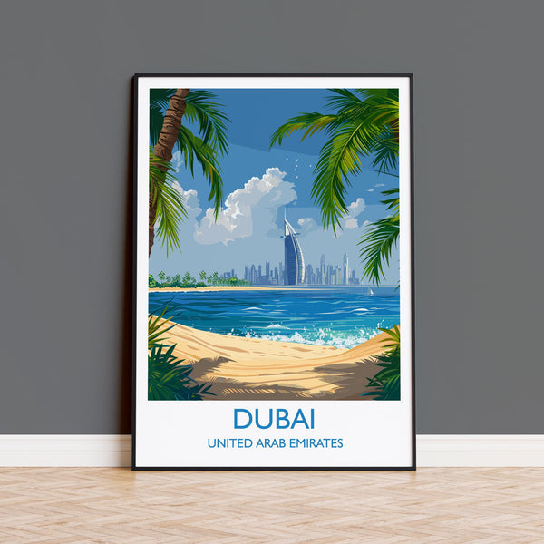 Dubai Travel Print, Travel Poster of Dubai, Dubai Art lovers Gift, UAE Wall Art Gift