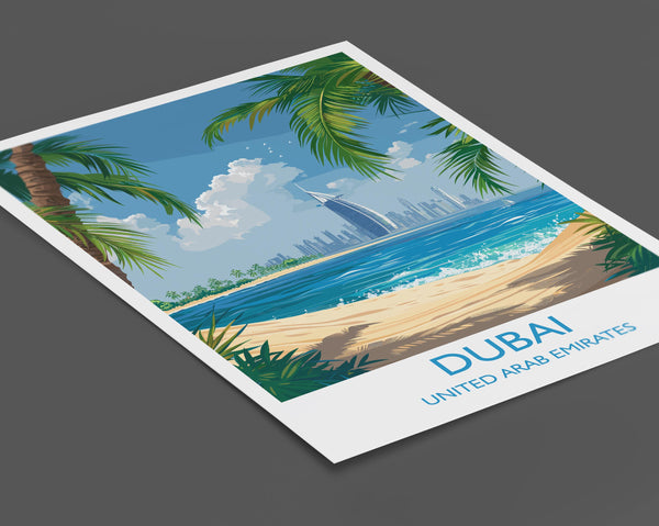 Dubai Travel Print, Travel Poster of Dubai, Dubai Art lovers Gift, UAE Wall Art Gift