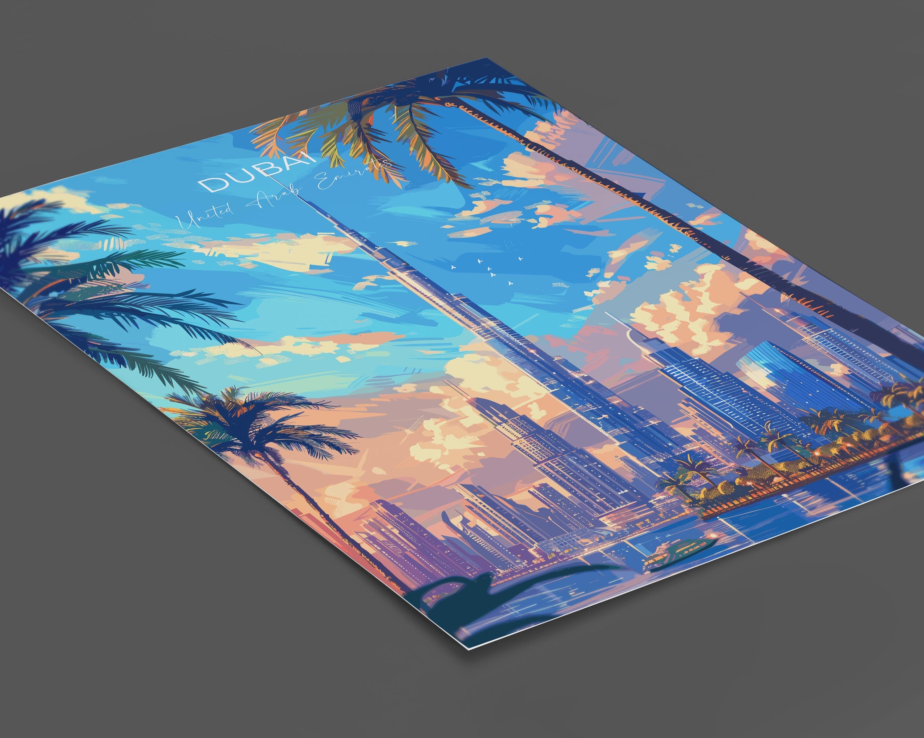 Dubai Travel Poster, Travel Print of Dubai, Dubai Art lovers Gift, UAE Wall Art Gift NQ Media Designs