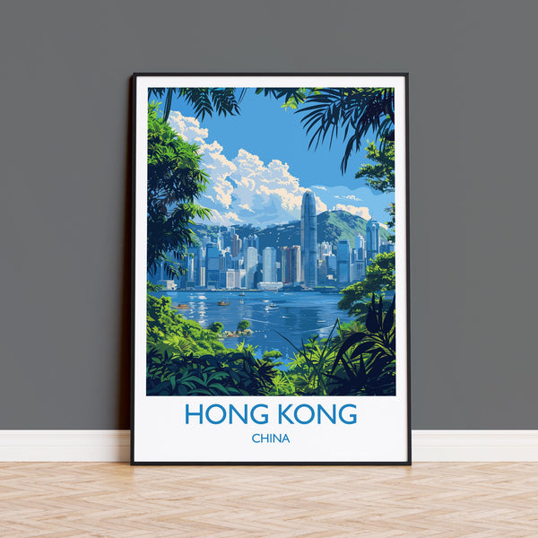 Hong Kong Travel Print, Travel Poster of Hong Kong, Hong Kong Art lovers Gift, China Wall Art Gift