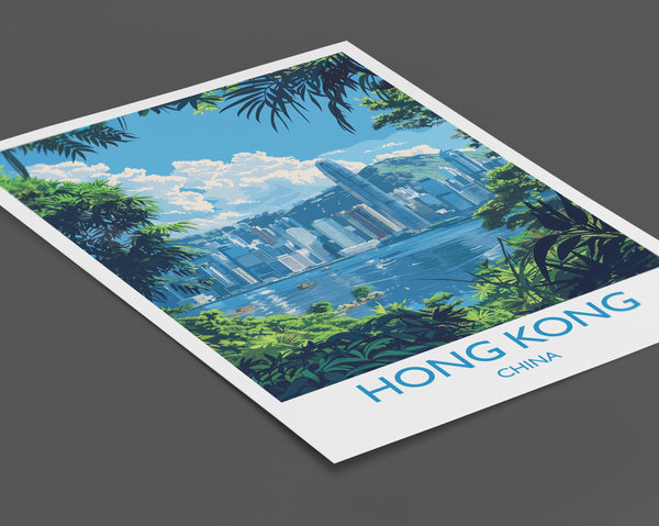 Hong Kong Travel Print, Travel Poster of Hong Kong, Hong Kong Art lovers Gift, China Wall Art Gift