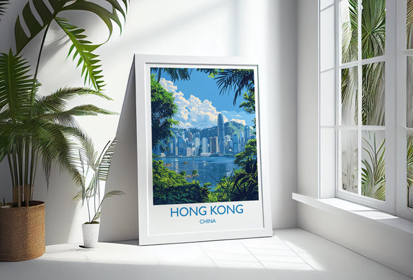 Hong Kong Travel Print, Travel Poster of Hong Kong, Hong Kong Art lovers Gift, China Wall Art Gift