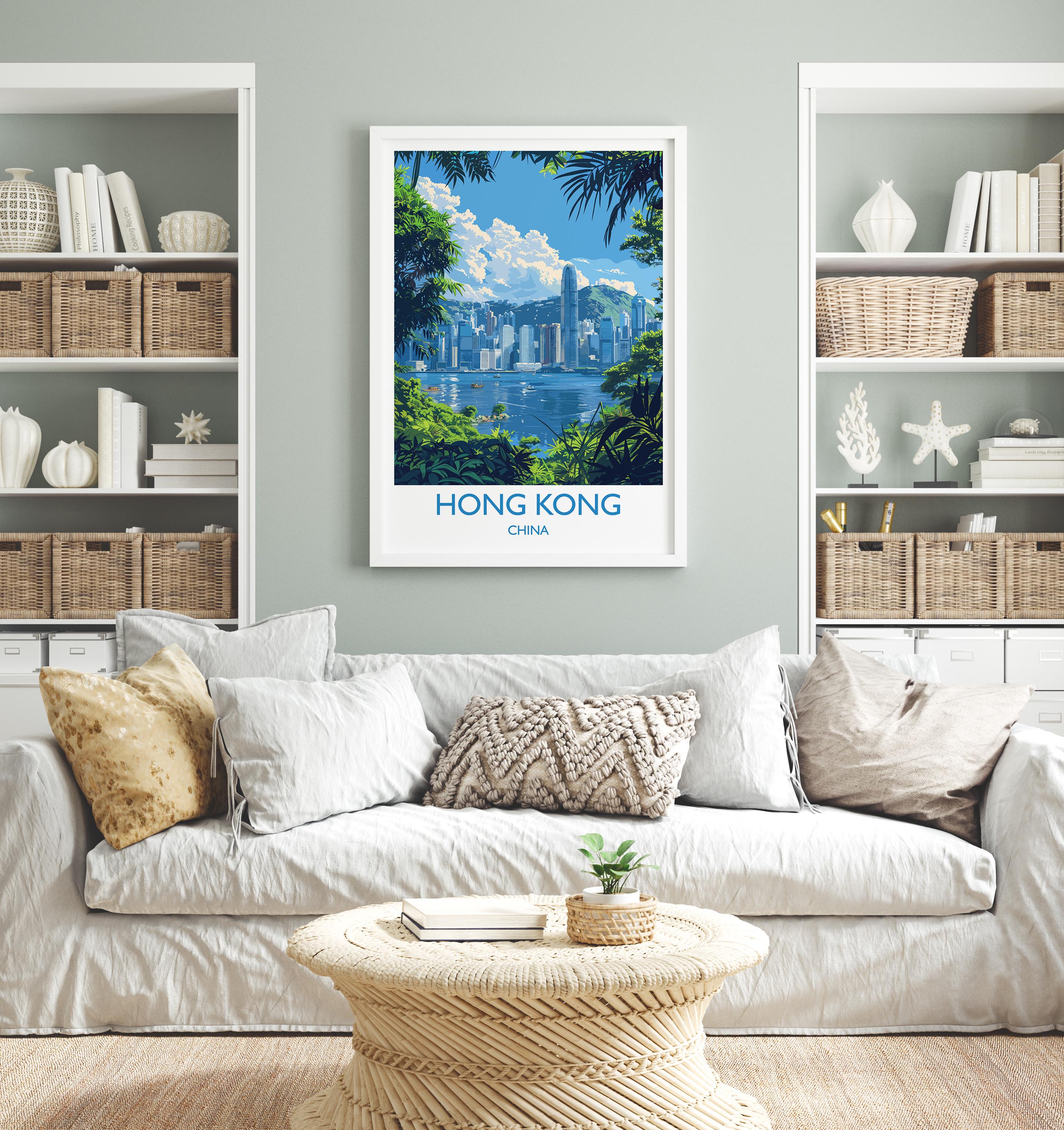 Hong Kong Travel Print, Travel Poster of Hong Kong, Hong Kong Art lovers Gift, China Wall Art Gift NQ Media Designs