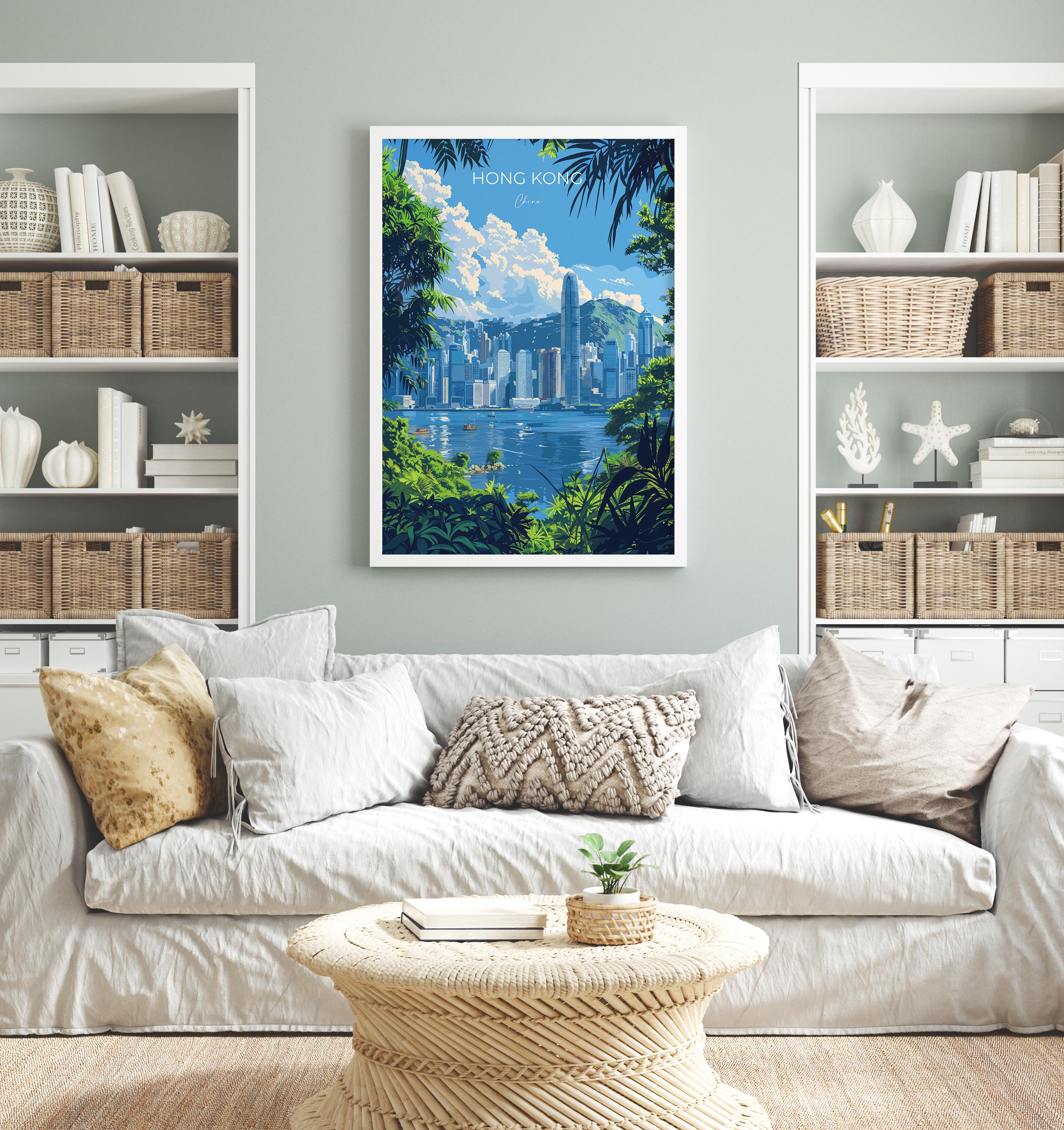 Hong Kong Travel Poster, Travel Print of Hong Kong, Hong Kong Art lovers Gift, China Wall Art Gift NQ Media Designs