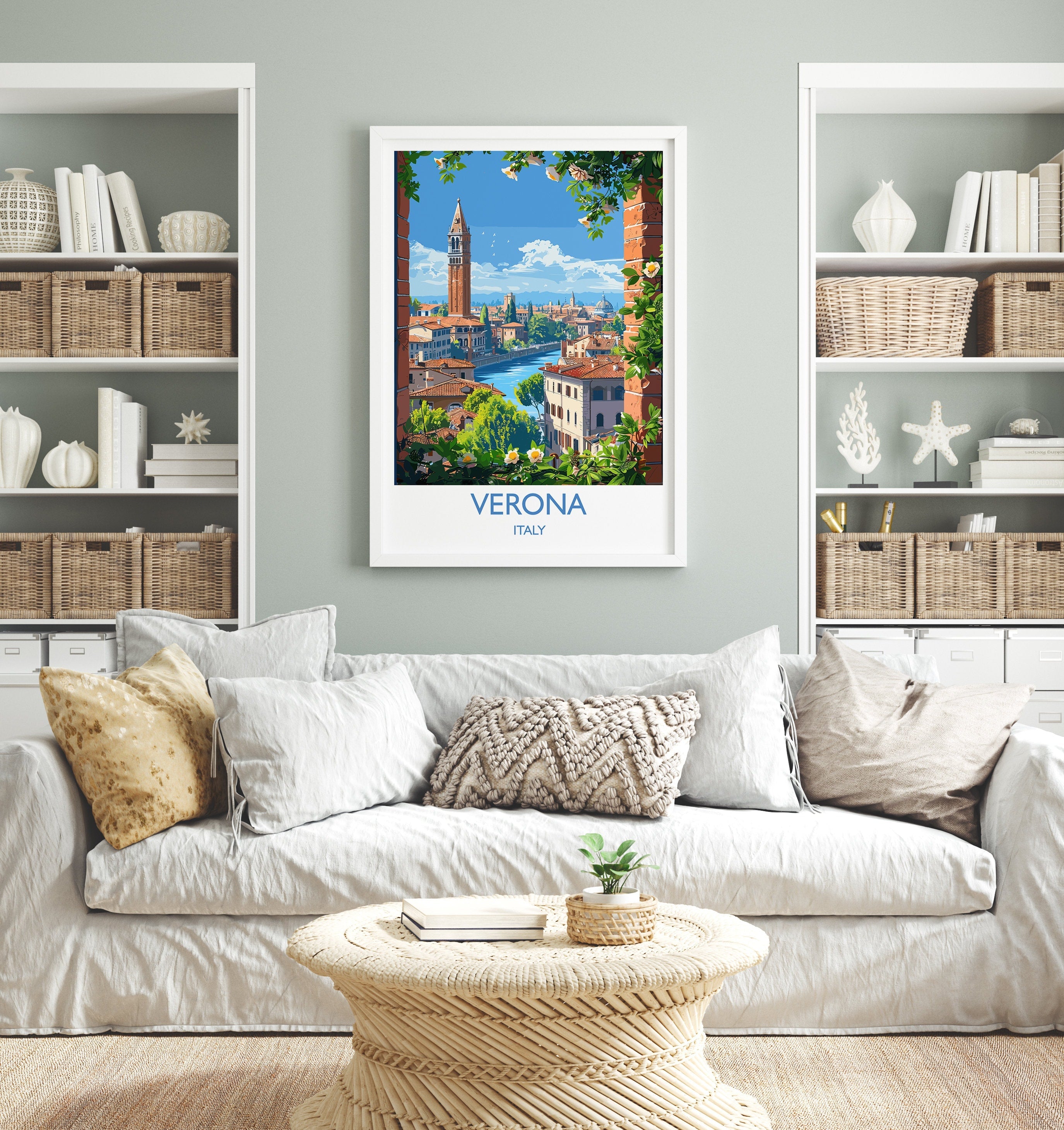 Verona Travel Poster Wall Art, Travel Print of Verona, Verona Art Lovers Gift, Italy, Italian Art Gift NQ Media Designs