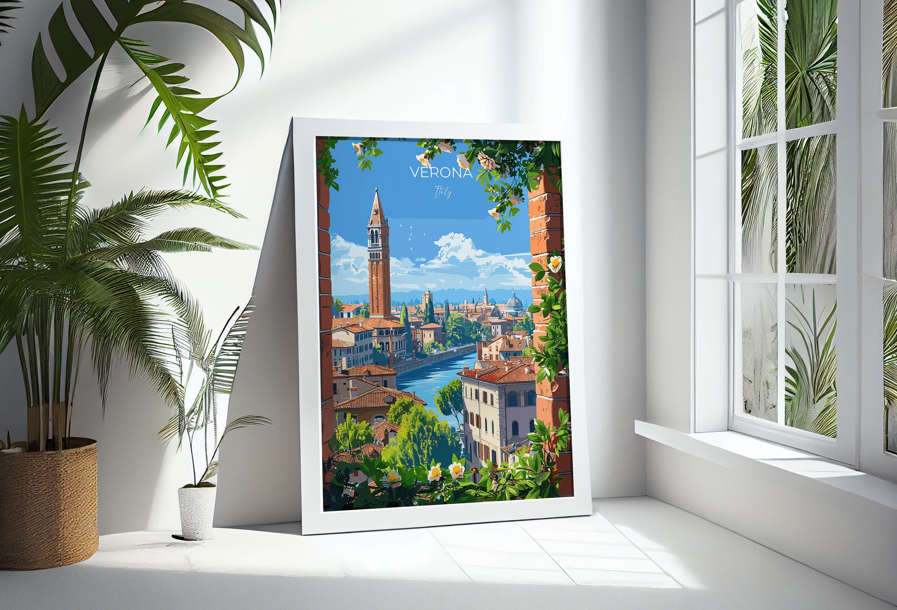 Verona Travel Poster Wall Art, Travel Poster of Verona, Verona Art Lovers Gift, Italy, Italian Art Gift NQ Media Designs