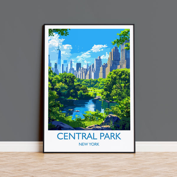 Central Park New York Travel Print Wall Art, Travel Poster of Central Park, New York , New York Art Lovers Gift, USA Art Gift