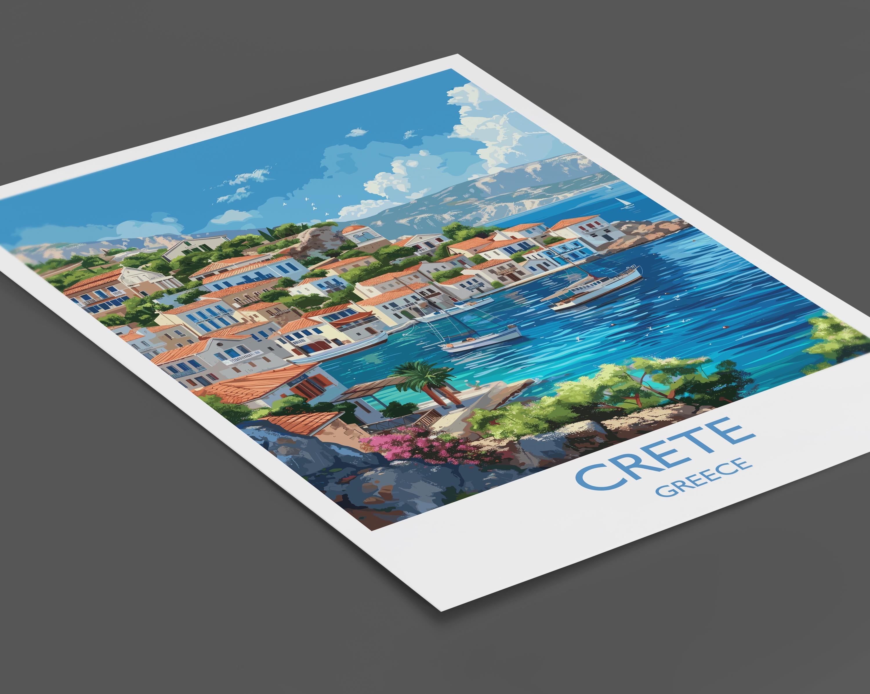Crete Travel Print, Travel Poster of Crete, Greece Gift, Greek Islands Art Lovers Gift, Crete Gift Art, Wall Art Print NQ Media Designs