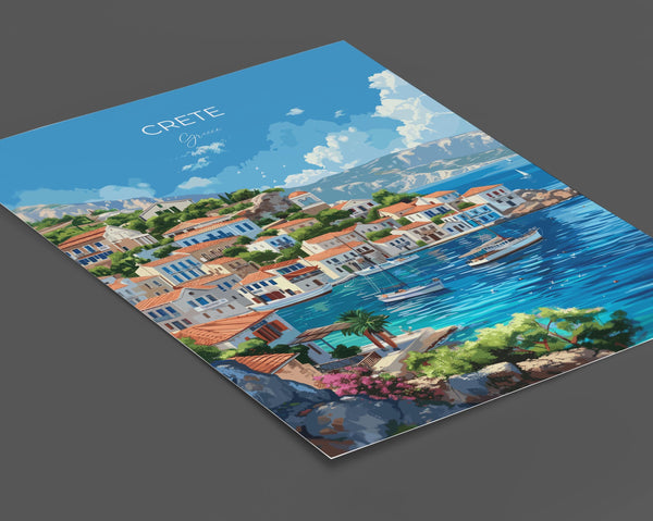 Crete Travel Poster, Travel Print of Crete, Greece Gift, Greek Islands Art Lovers Gift, Crete Gift Art, Wall Art Print