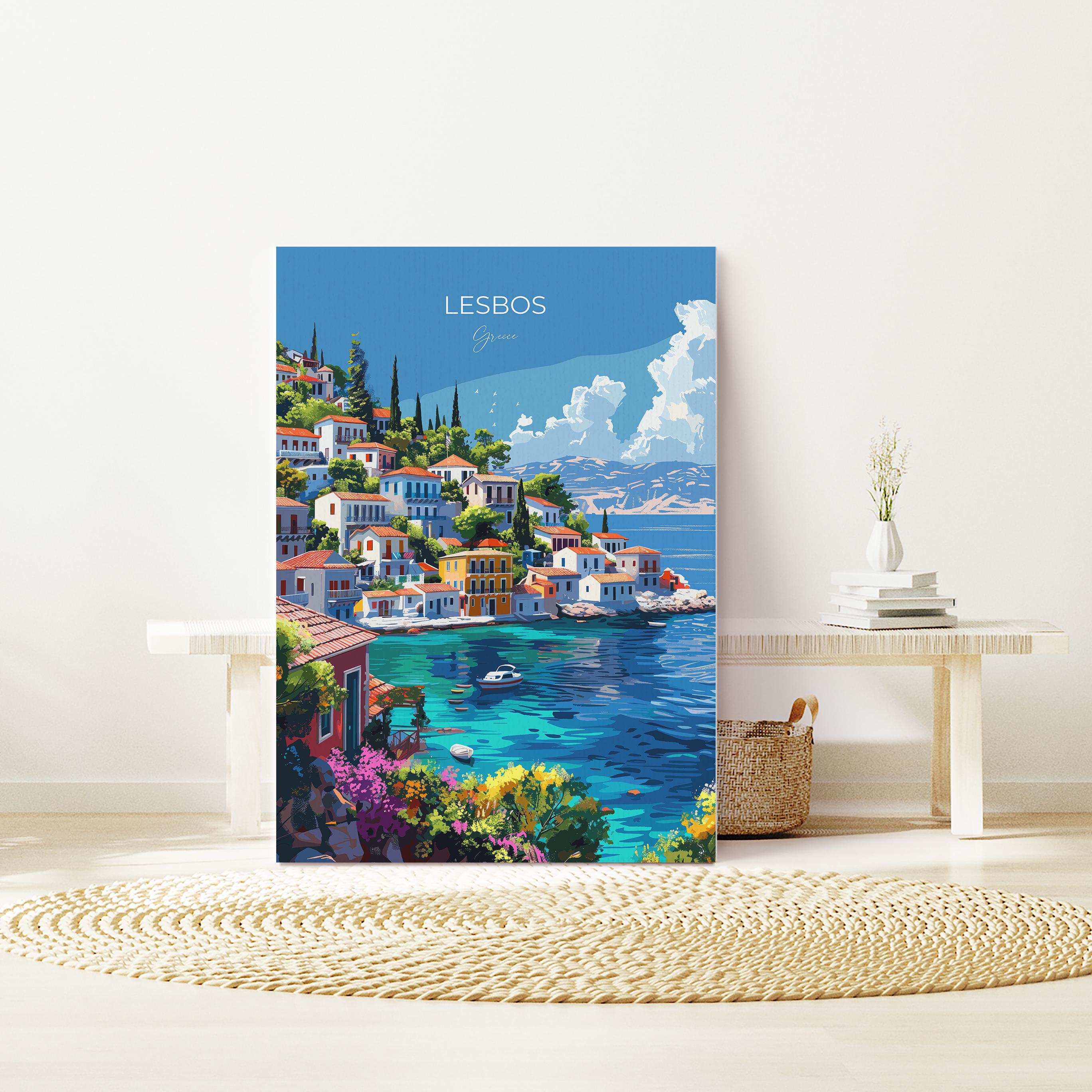 Lesbos Travel Poster, Travel Print of Lesbos, Greece Gift, Greek Islands Art Lovers Gift, Lesbos Gift Art, Wall Art Print NQ Media Designs