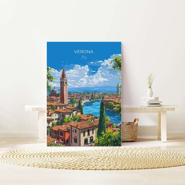 Verona Travel Poster Wall Art, Travel Poster of Verona, Verona Art Lovers Gift, Italy, Italian Art Gift