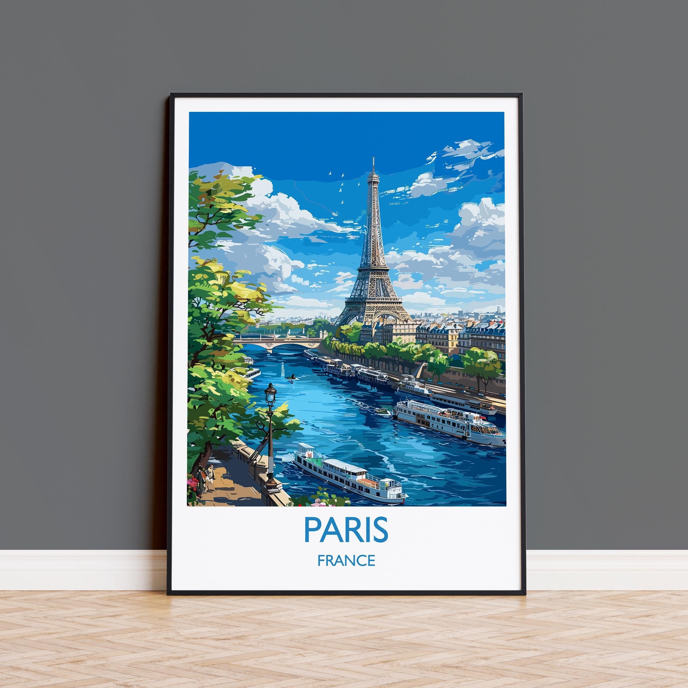 Paris Travel Poster, Travel Print of Paris, France, Paris Art Lovers Gift, Eiffel Tower France Wall Art NQ Media Designs