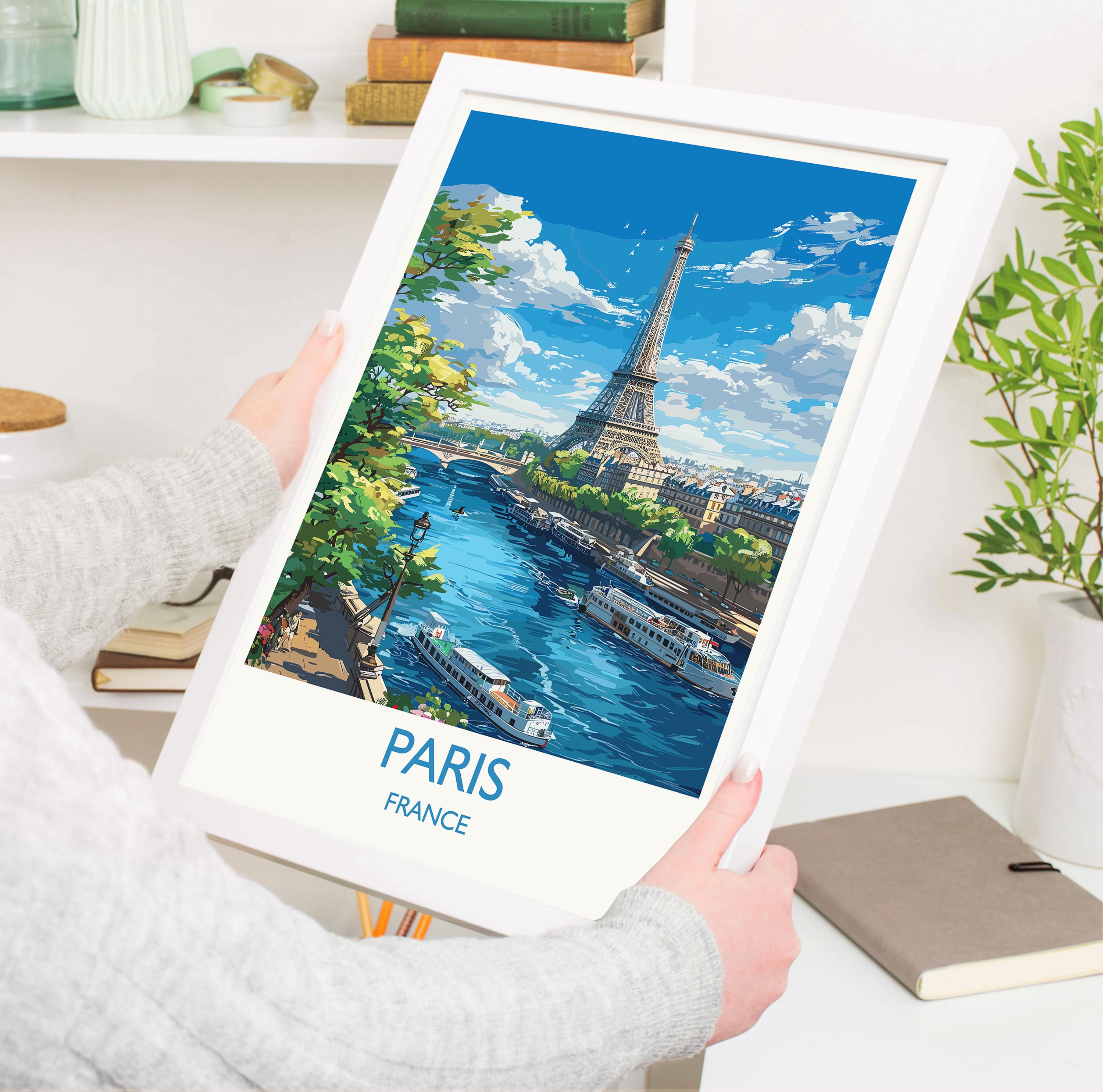 Paris Travel Poster, Travel Print of Paris, France, Paris Art Lovers Gift, Eiffel Tower France Wall Art NQ Media Designs