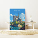 Notre Dame Paris Travel Poster, Travel Print of Notre Dame Paris, France, Paris Art Lovers Gift, Notre Dame France Wall Art NQ Media Designs