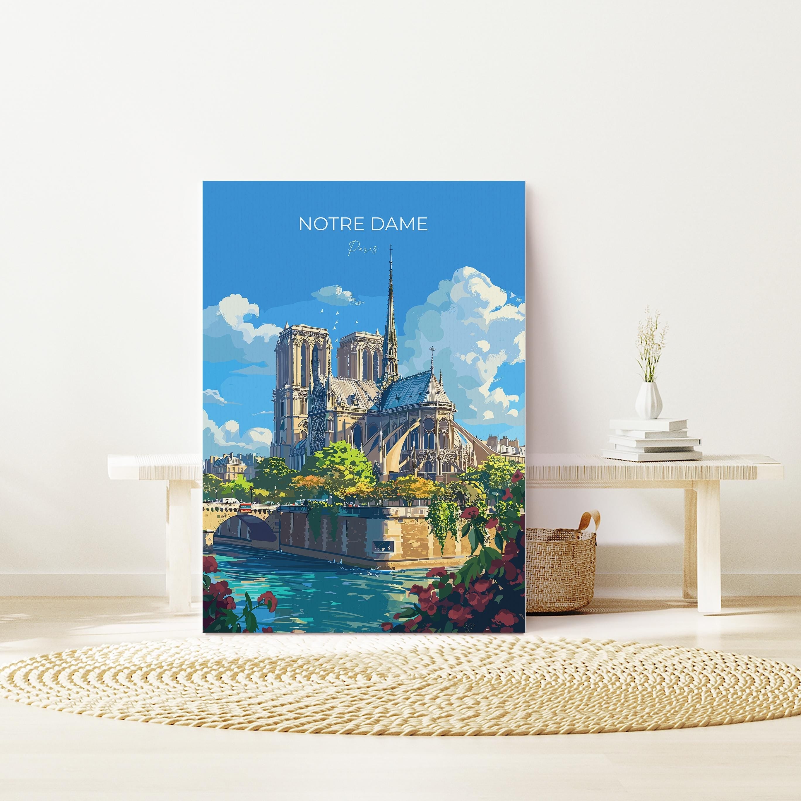 Notre Dame Paris Travel Poster, Travel Print of Notre Dame Paris, France, Paris Art Lovers Gift, Notre Dame France Wall Art NQ Media Designs