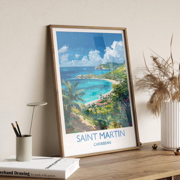 Saint Martin Travel Print, Travel Poster of Saint Martin, Caribbean, Saint Martin Art Lovers Gift, Caribbean Gift, Wall Art Print