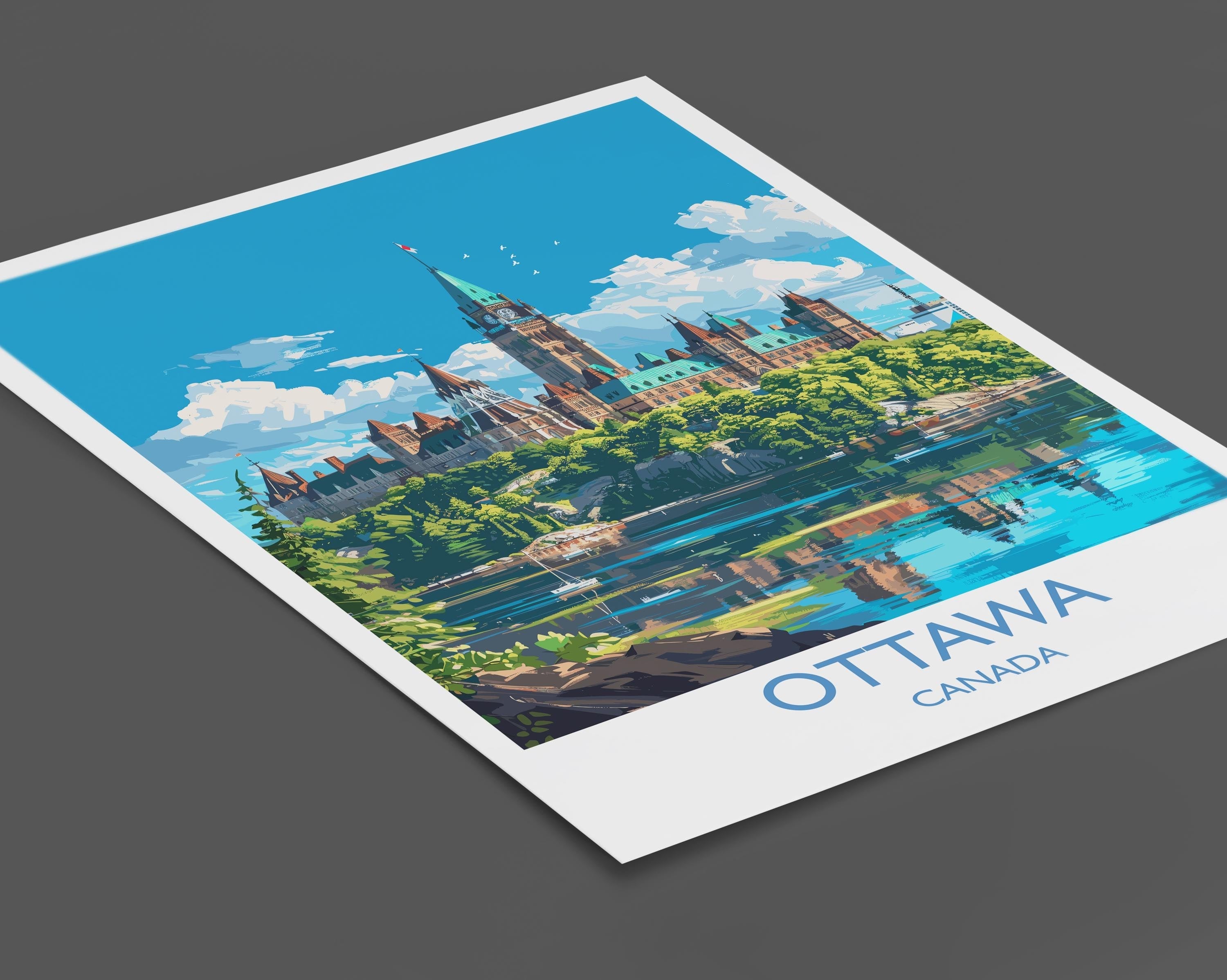 Ottawa Travel Print, Travel Poster of Ottawa , Canada Ontario Gift, Ottawa Art Lovers Gift, Canada Gift Art, Wall Art Print NQ Media Designs