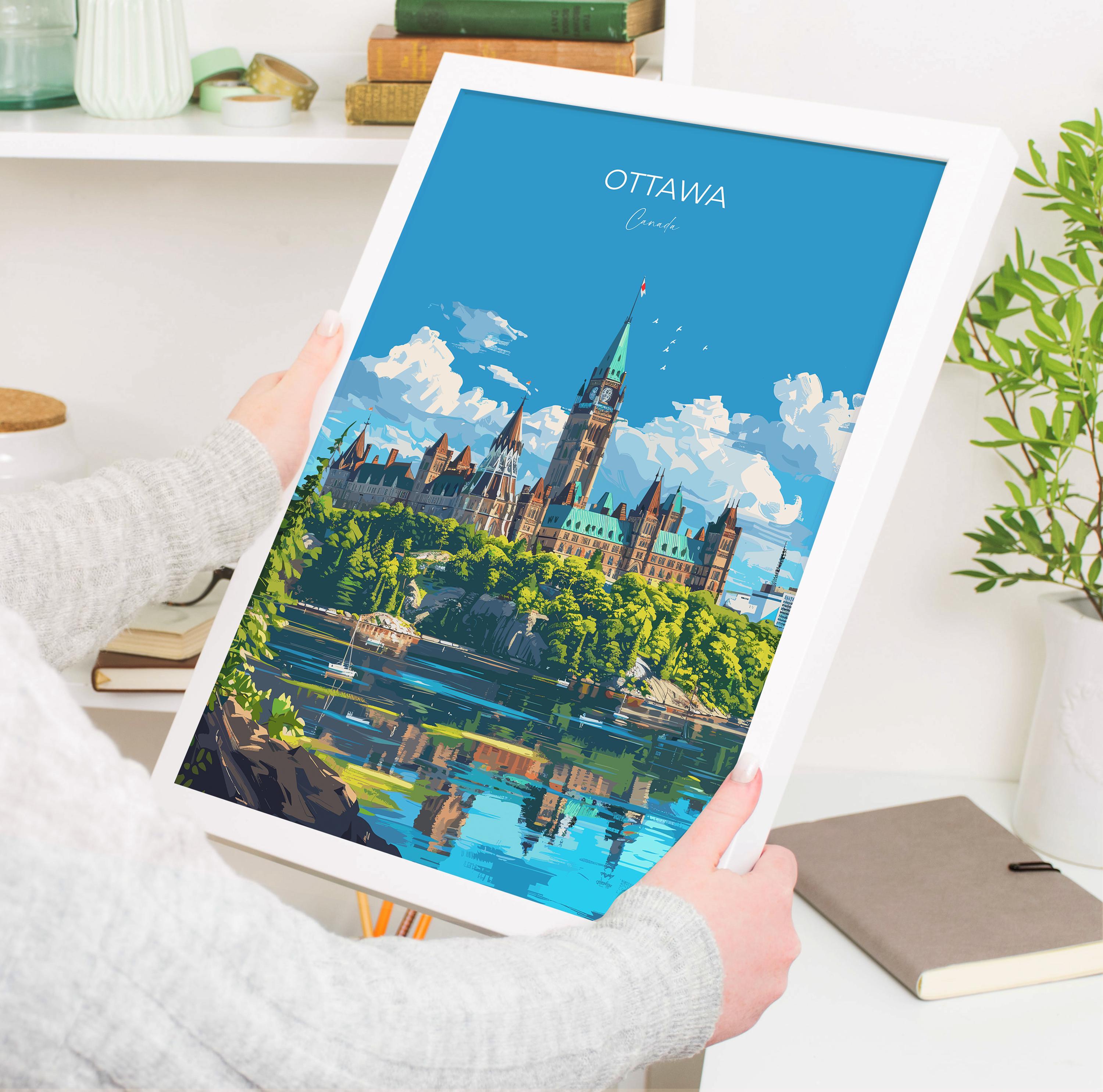 Ottawa Travel Poster, Travel Print of Ottawa , Canada Ontario Gift, Ottawa Art Lovers Gift, Canada Gift Art, Wall Art Print NQ Media Designs