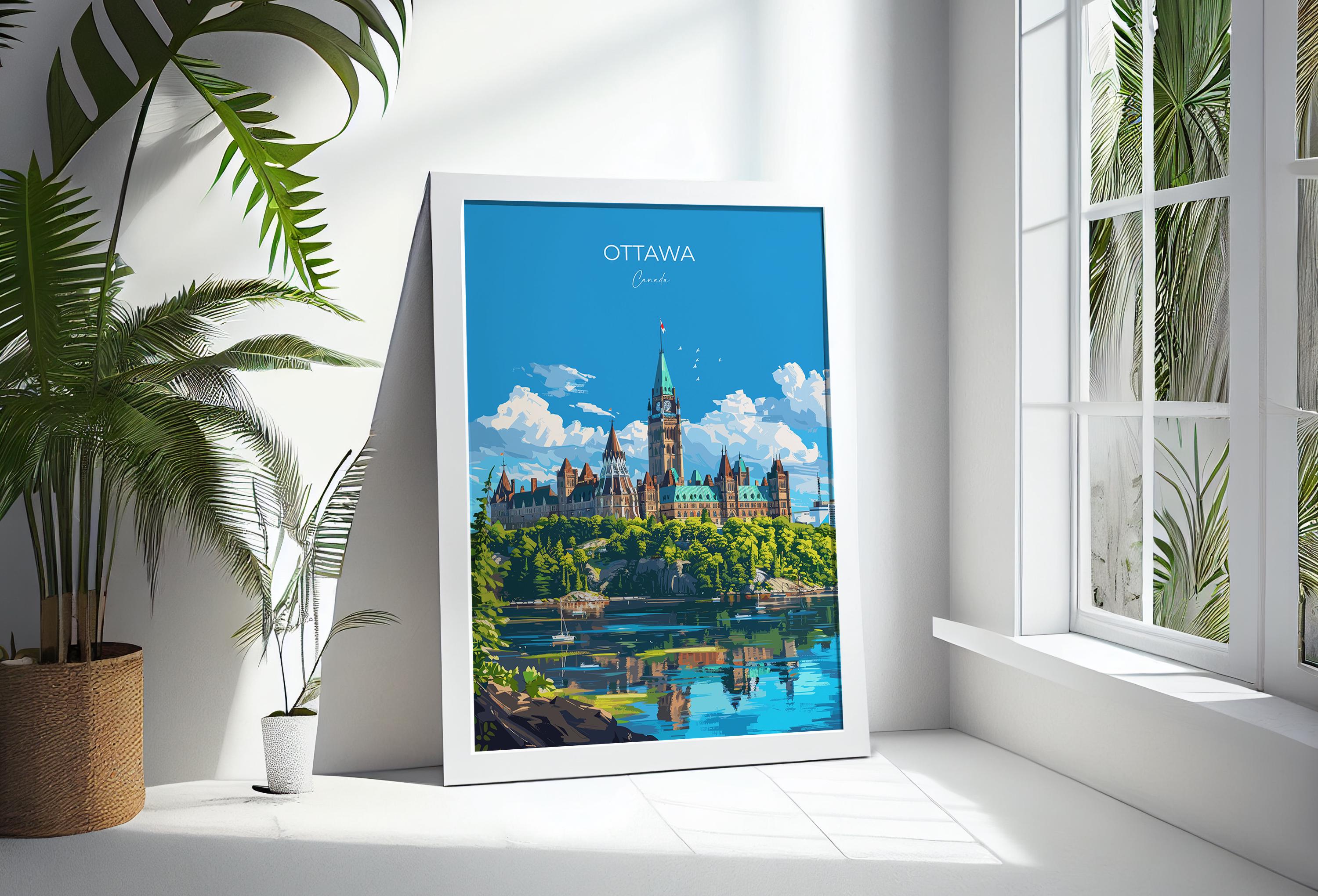 Ottawa Travel Poster, Travel Print of Ottawa , Canada Ontario Gift, Ottawa Art Lovers Gift, Canada Gift Art, Wall Art Print NQ Media Designs